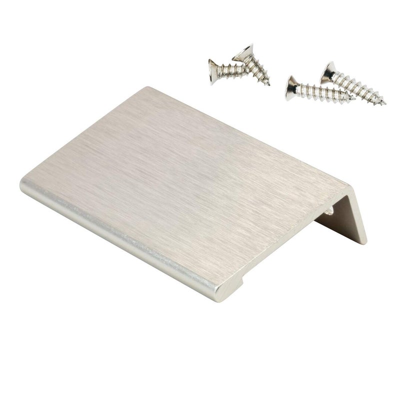 Rok 10 Pack Hardware 1-31/32" Hole Centers Modern Style Finger Edge Pull Aluminum Metal Brushed Stainless Steel Finish Home Kitchen Door Drawer Cabinet 2-3/4" Length Handle P898950SS - Image 1